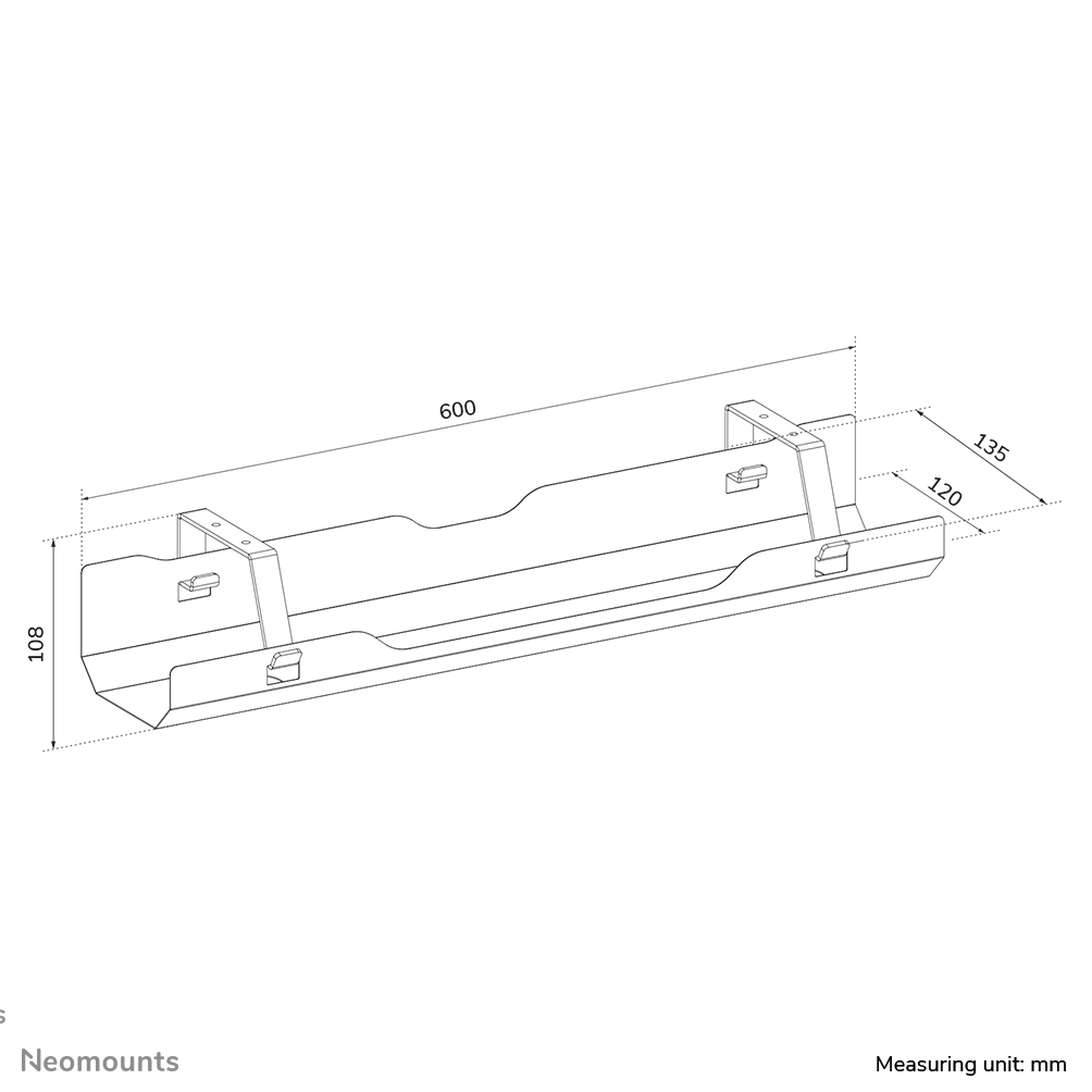 Neomounts ADS07-122BL Bandeja para cables - fijación con tornillos - universal